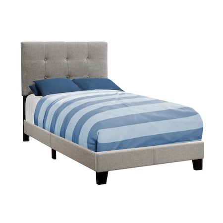 Homeroots 45.75 in. Solid WoodMDFFoam & Linen Twin Size Bed 333286